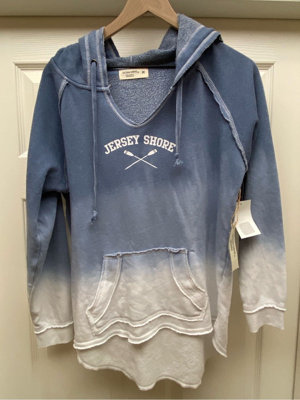 Ocean drive Jersey shore sweatshirt hoodie women’s Medium blue white tie dye NWT